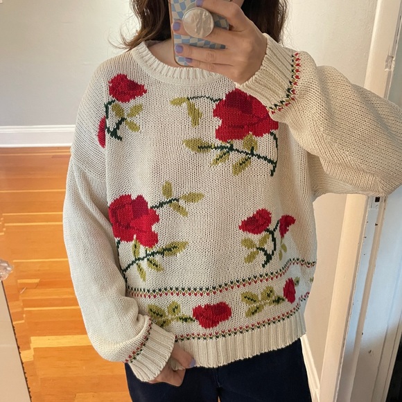 Vintage Floral Knit Sweater - Picture 2 of 6
